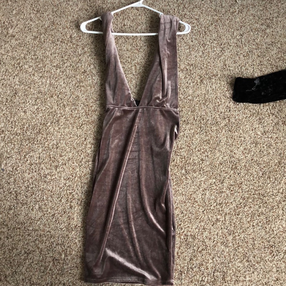 nude velvet DASH cocktail dress
